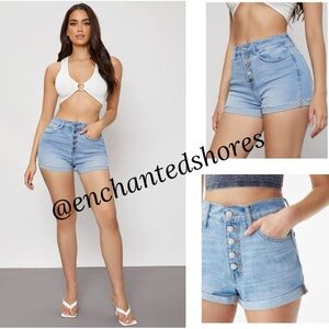 Jean Shorts Vintage Y2K Aeropostale Aero Mom Jeans Button Fly Cuffed Hem Size 10